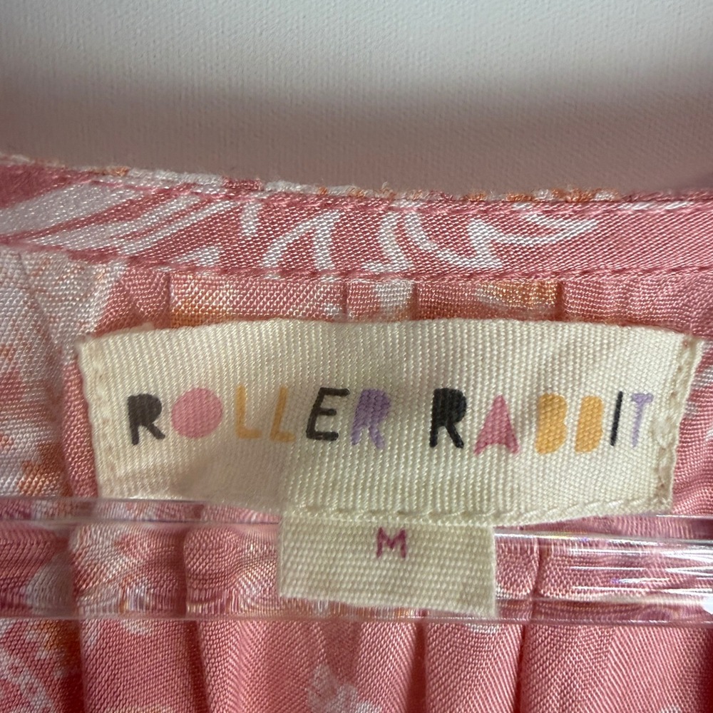Roller Rabbit Maxi Dress Womens Size M Pink Red Patchwork Bandana Boho Tiered - Picture 5 of 13